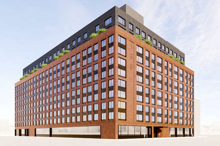 A rendering of the 12-story building at 138 Bruckner Boulevard. A rendering of the 12-story building at 138 Bruckner Boulevard.